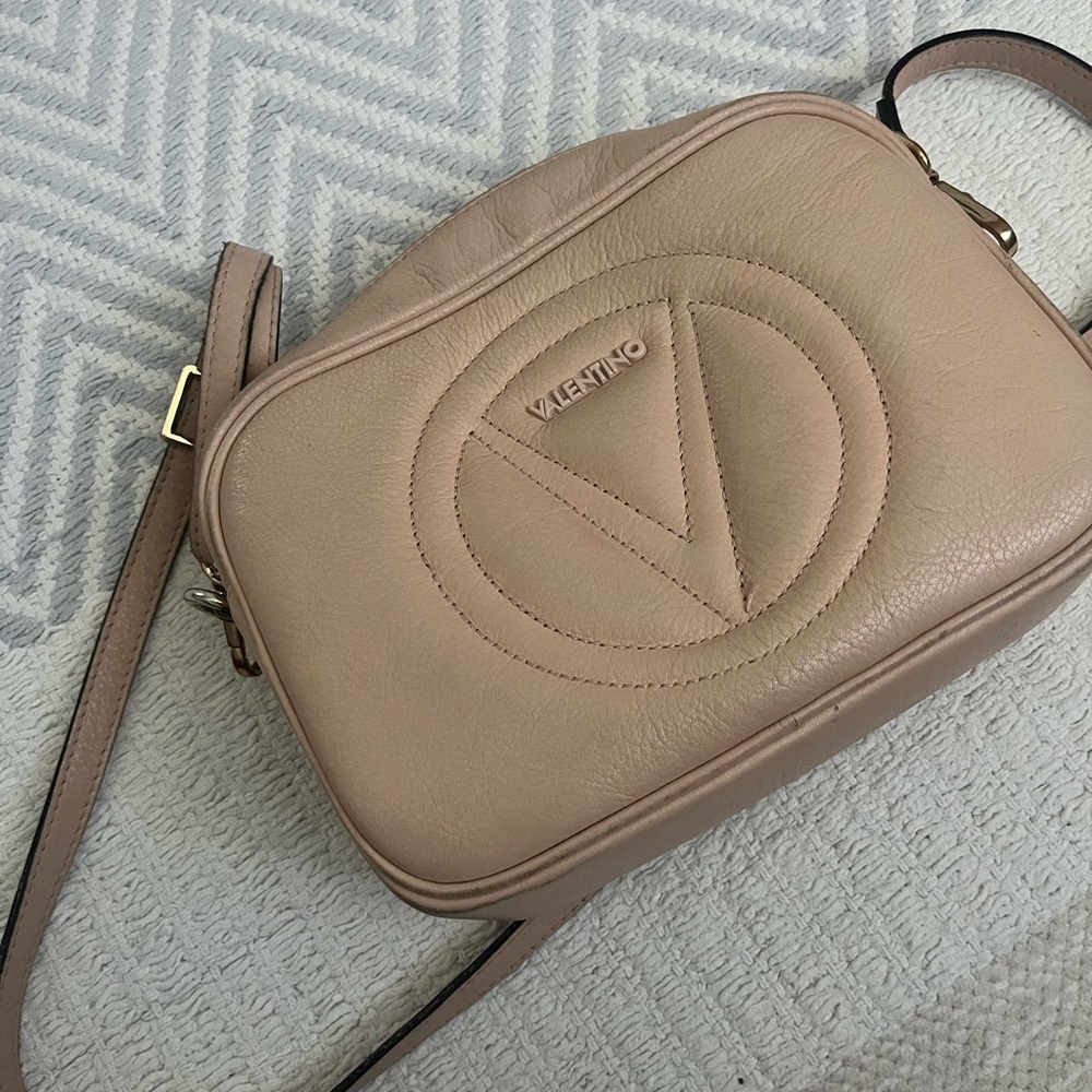 Valentino Nude Leather Tote with Gold Accents